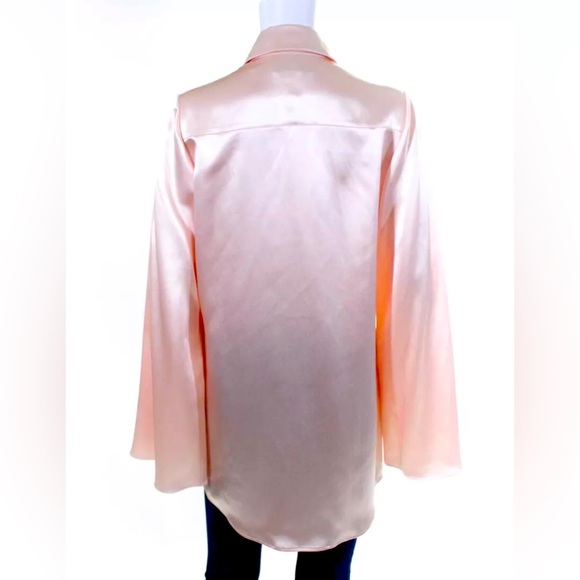 Adriana Iglesias Womens Silk Button Down Blouse Pink Blue Size EUR 38 S - Picture 2 of 5